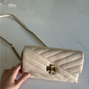 Tory Burch Kira Cream Quilted Shoulder Bag